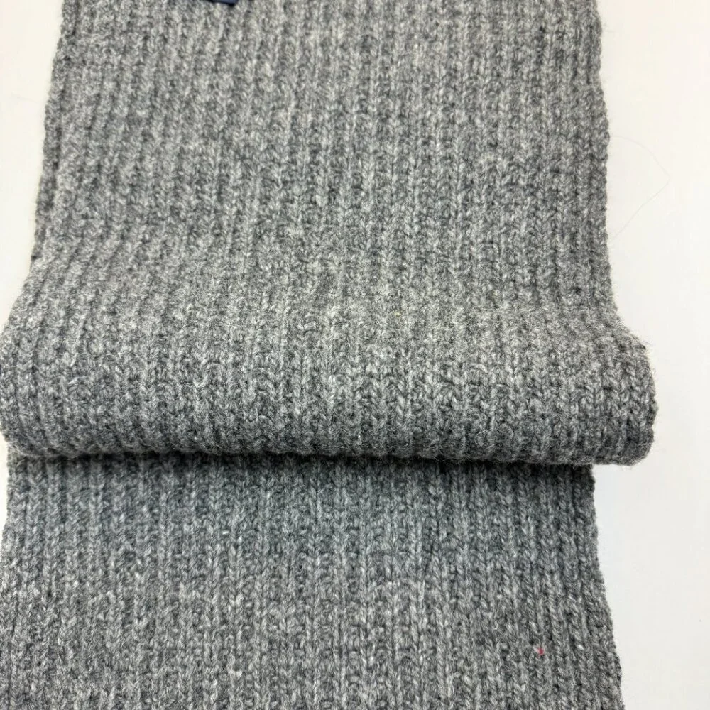 Polo Ralph Lauren Gray Lambs Wool Blend Knit Winter Warm Scarf